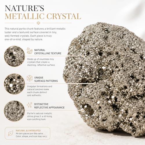 Image of Natural Raw Pyrite Crystal Stone for Wealth & Prosperity | Money Magnet Healing Crystal for Positive Energy, Success, Reiki, Feng Shui & Vastu Decor | Pyrite Stone for Home, Office & Meditation
