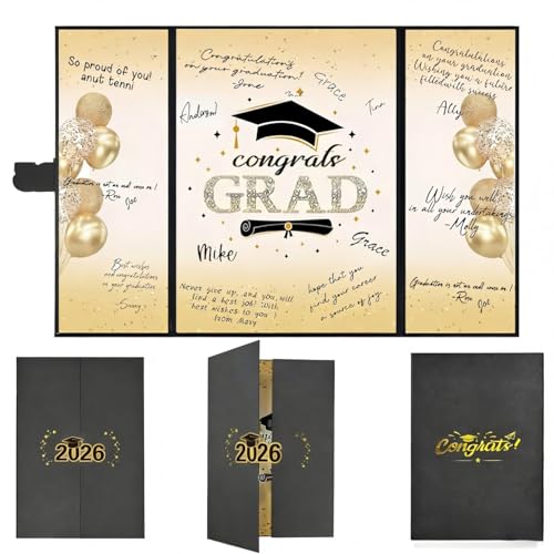 Image of SIHPTO Graduation Guest Book 2026 College Graduation Party Decorations,Black and Golden Graduation Signature Book,Class of 2026 Congrats Grad Guest Book Alternative, Graduation Gifts