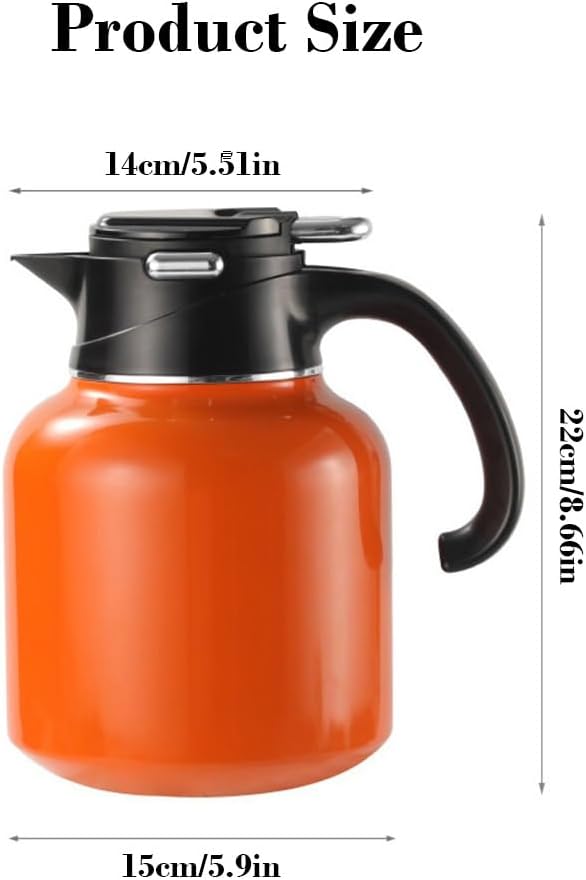 LEIYTFE 1.8L/60oz Stainless Steel Hot Coffee Bottle,Thermal Tea Pot with Ceramic Liner,Insulated Coffee Water & Beverage Dispenser Double Wall Vacuum,Leak-Proof Sealing Cover(Red)