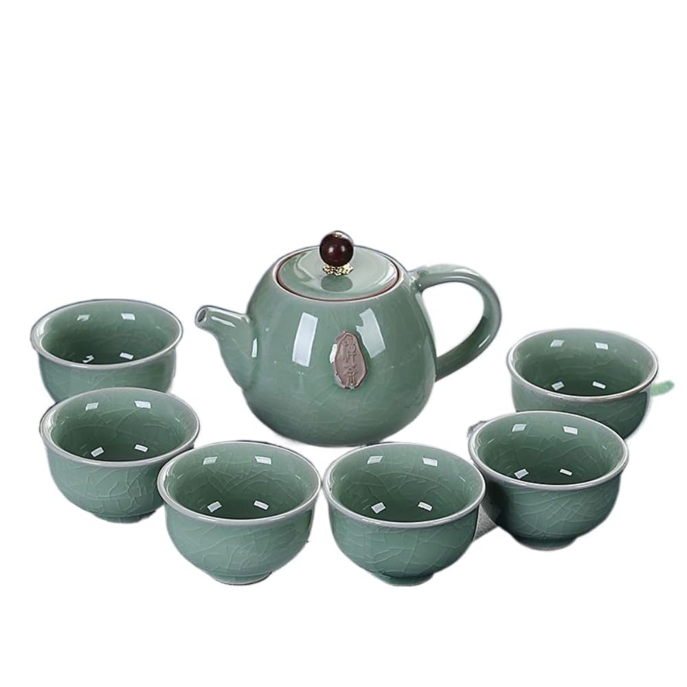 Service à thé en céramique 7 pièces Tasse à thé et théière Kung Fu Haut de Gamme et Pratique