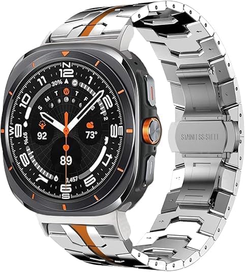 Stainless Steel Bands Compatible with Samsung Galaxy Watch 8 40mm/44mm/Classic 46mm 2025, Metal Bands Adjustable Rugged Robust Link Strap for Men