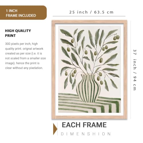 Image of kotart Aesthetic Boho Floral Art Home Decoration Painting | Floral Paintings With Frame For Living Room Bed Room Hotel Wall Decor Digital Reprint Set of 3 (35x37 Inch)