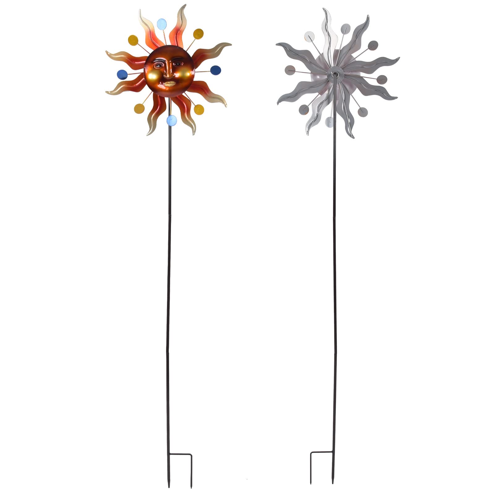 Eujgoov Molino de Viento Solar Molino de Viento de Flores Molino de Viento Solar, Hilandero de Viento Hilandero de Viento Hierro Resistente a la Intemperie Hilandero de Viento de Flores