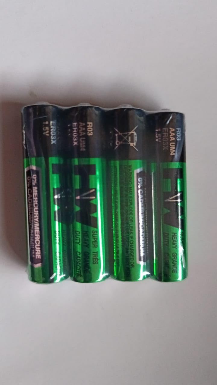 Compatible with HW Green Power R03X UM4 AAA 1.5V Super Heavy Duty Dry Battery Non Reachargeable (Pack of 4)