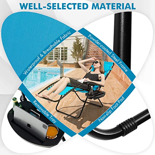 Image of GIANTEX 2 PCS Zero Gravity Chair, Outdoor Chaise Lounge with Cup Holder, Patio Folding Chairs Recliner for Yard Pool Lawn Balcony, Blue