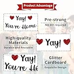 Black Glitter Welcome Home Banner, Yay! You're Home Banner for Welcome Back, Housewarming & Military Return Party Decorations & Decor, No DIY. - Image 2