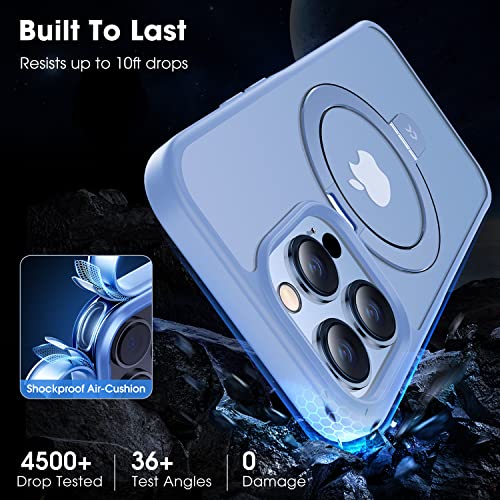 Image of CASEKOO Designed for iPhone 13 Pro Case with Magnetic Invisible Stand [Military Drop Protection] [Compatible with MagSafe] Shockproof Slim Translucent Matte Case 6.1 Inch 2021, Light Blue