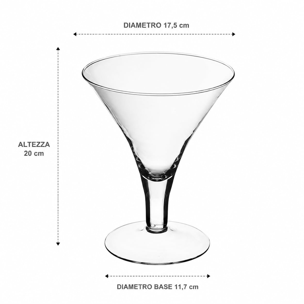 SWEET HOME Vaso Coppa Martini in vetro trasparente cod.VA00243ZZ cm 20h diam.17,5 by Varotto & Co.