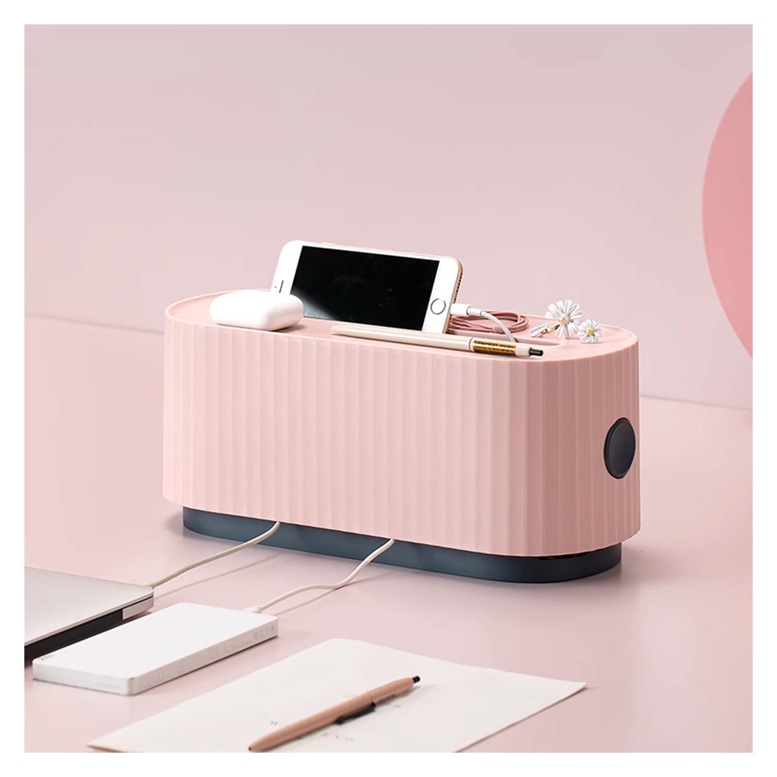 Caja de cable Caja de cable Con tapa Caja de almacenamiento de tablero enchufable, caja de línea de acabado de enchufe de cable, caja de bloqueo de línea de carga de energía de escritorio, caja de con