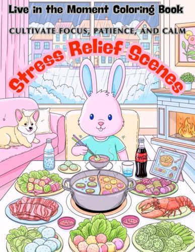 Stress Relief: Coloring Book for Adults and Kids, Live in the Moment: Bunny Family: Cultivate Focus, Patience, and Calm: Cozy Li