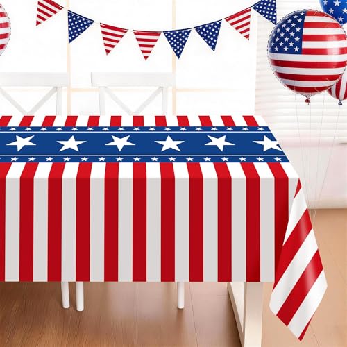 Image of 3 Pack Patriotic Tablecloths,American Flag Tablecloth,Patriotic Decorations