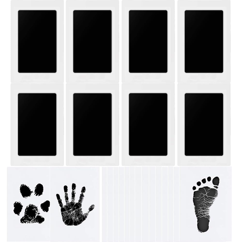 TOPHOPE Baby Handabdruck und Fußabdruck, Abdruckset für Neugeborene 0-6 Monate, Set, Hund, Pfotenabdruck Katze, Clean Touch Stempelkissen (8 PCS)
