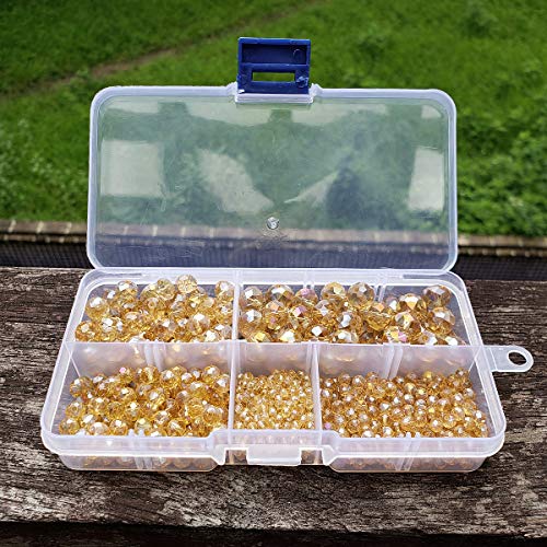 Image of Gold Champagne Rondelle Glass Beads for Jewelry Making, Faceted Briolette Crytal Spacer Beads for Bracelet Necklace Earring (2mm 4mm 6mm 8mm 10mm Mixed Sizes, 1000pcs)
