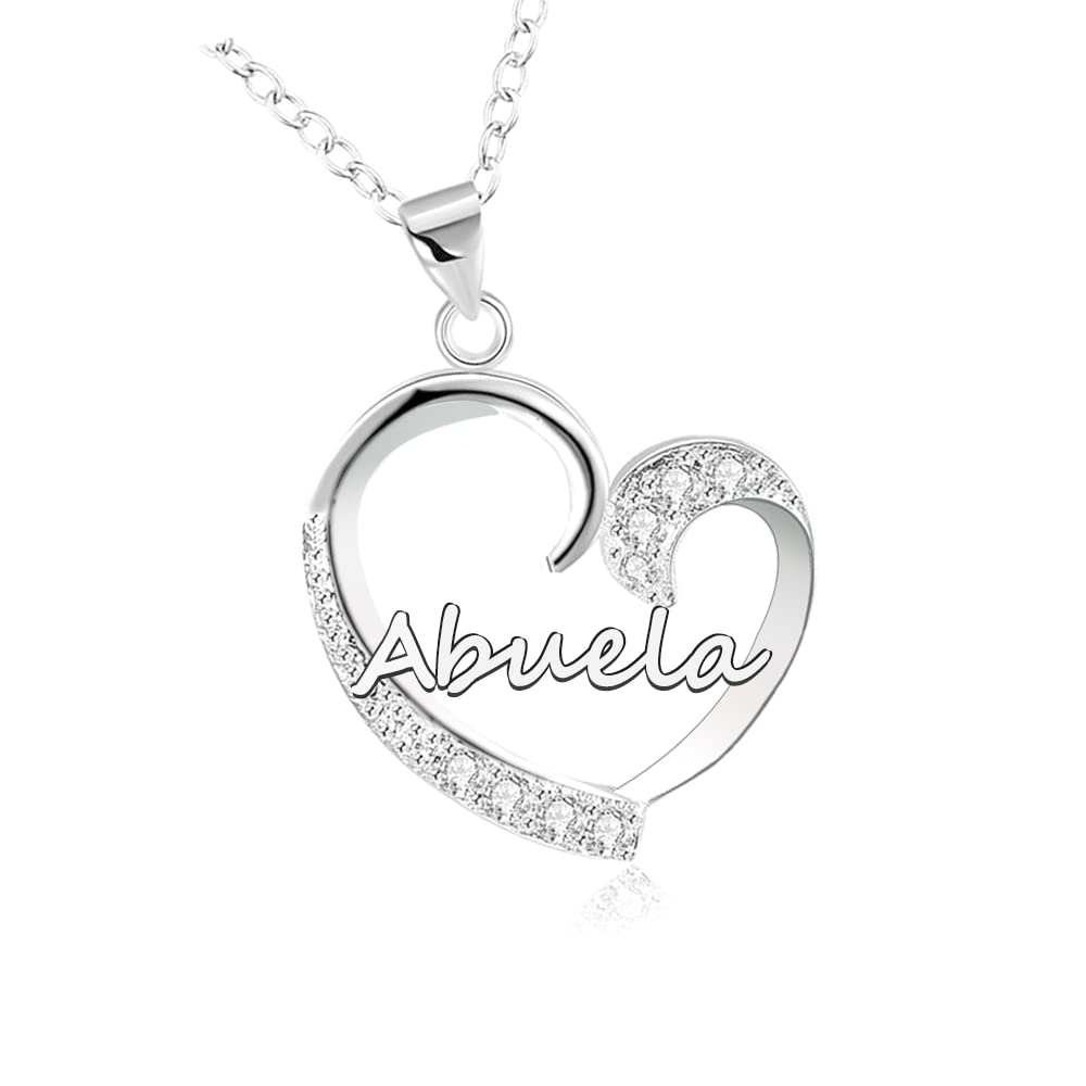 GUOYU Collare Abuela Regalo Abuela Mujer,Regalo dia de la Madre,Regalo Original Abuela Regalo de Cumpleaños Colgante Plateado