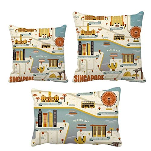 Coussin vintage Singapour DIYthinker pour décoration canapé salon