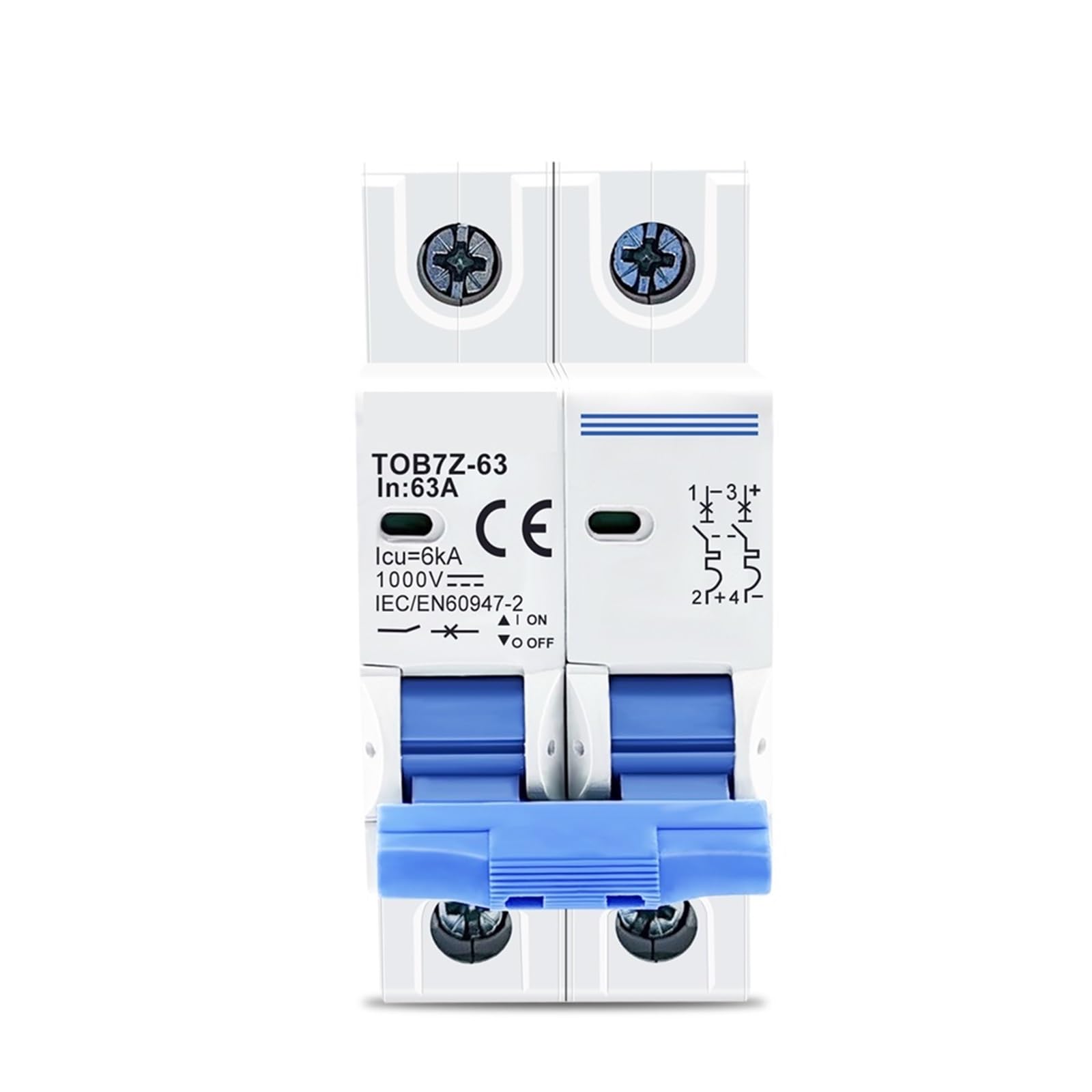 Mini interruttore solare solare 2P DC 1000V 3A 6A 10A 16A 20A 25A 32A 40A 50A 63A DC MCB for impianto fotovoltaico