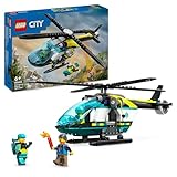 LEGO City Rescue Helicopter Construction Kit with Pilot, Hiker and Rescuer Minifigures, plus Toy Helicopter with Winch and Swivel Rotors, Nice Gift for Boys and Girls from 6 Years 60405