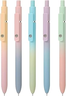 Gel Ink Pens 5 Pcs Black Ink Pens Set 0.5mm Fine Point Smooth Writing Drawing for Journaling Note Taking Office School Supplies Gifts(Macaron)