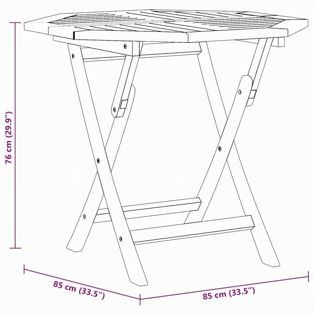 vidaXL Tavolo da Giardino Pieghevole 85x85x76cm Legno Massello di Teak