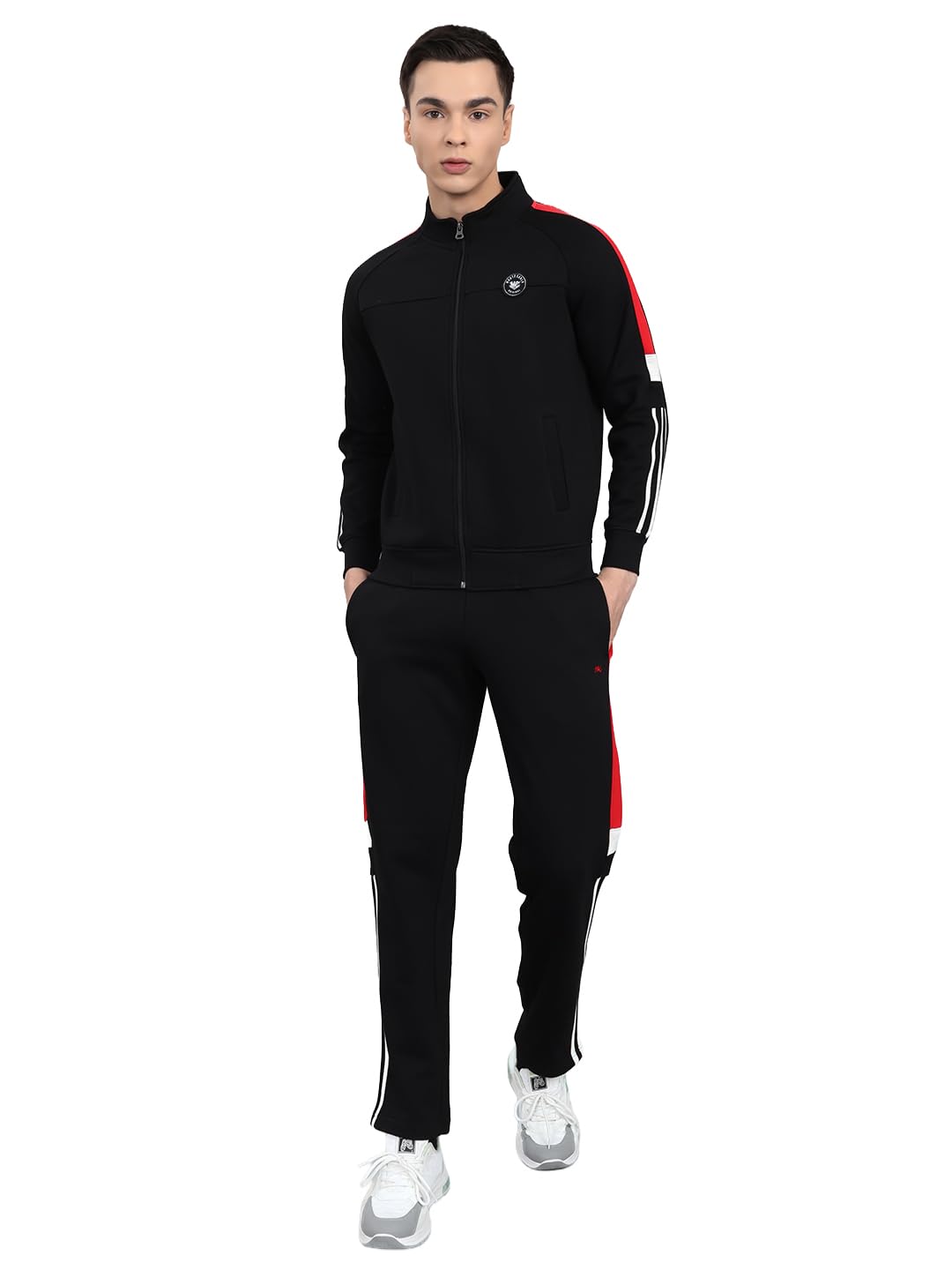 monte carlo Mens Regular Fit Solid Full Sleeve Mandarin Collar Tracksuit (Pack Of 1)-picture-10