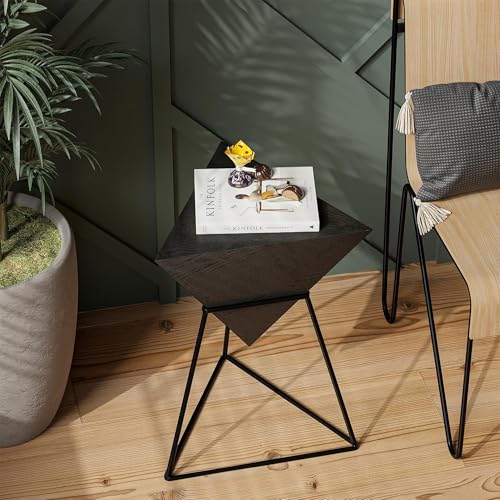 COZAYH Geometric End Table, Pyramid Metal Base, Black - image 8
