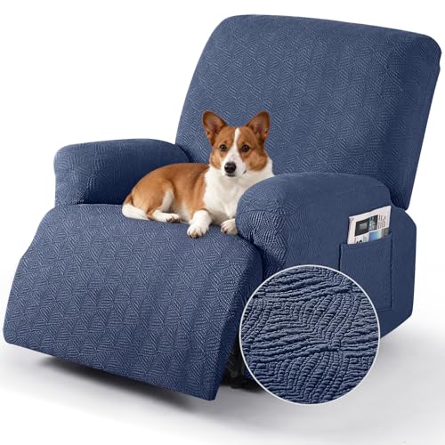 Image of Timeles Recliner Covers Extra Wide Recliner Chair Cover Reclining Sofa Slipcovers for Pet&Kid,Stretch Soft Washable (One-Seater Oversized, Navy Blue)
