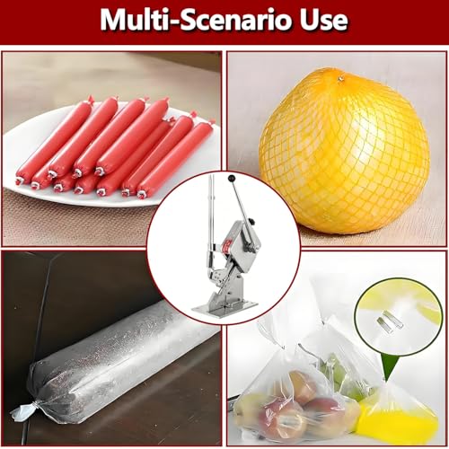 Sigillante manuale per alimenti a forma di U, capacità di 150-200 clip per salsicce e carne, ideale per supermercati e trasformazione alimentare, facile da usare