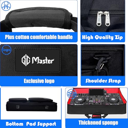 Image of GIG Master DJ Console & Controller Cover /Safety Case /Backpack for Pioneer DJ DDJ-GRV6, Heavy Padded Light Weight with Double Pocket (Black)