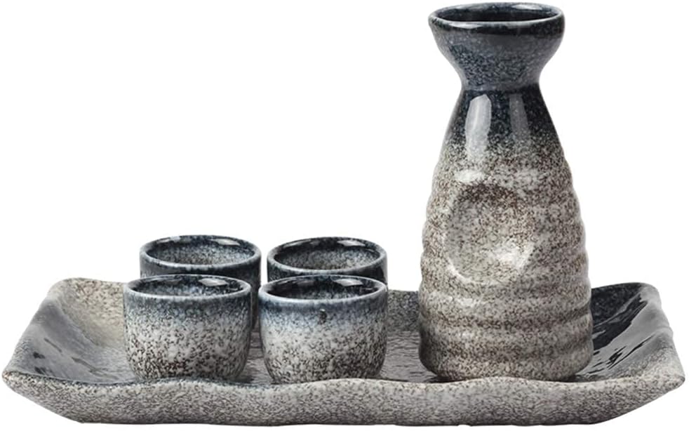 Sake Set of Cup, Wine Glass Set,Ceramic Cups, Crafts Wine Glasses,Japanese Retro Ceramic Cups Crafts Wine Glasses