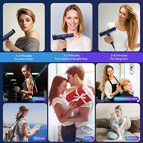 Hair Dryer, Professional Salon Fast Drying Ionic Diffuser Hairdryer for Women and Men, PARWIN PRO BEAUTY Blow Dryer with Powerful 110.000 RPM Low Noise Brushless Motor for Home, Travel and Gift(Blue) - Image 7