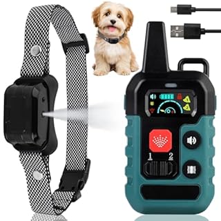 Collier de Dressage pour Chien avec Télécommande - Rechargeable et Humain : 4 Modes de Correction (Bip, Vibration, Spray, Spray Renforcé), Étanche IP67 avec Verrouillage Sécurité - Vert Foncé