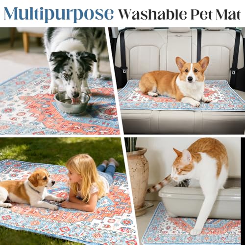 Image of Washable Pee Pads for Dogs, 2 Pack Reusable Puppy Training Pads 24 inchx18 inch Super Absorbent Waterproof Dog Training Pads, Non-Slip Potty Pads, Whelping Pads Litter Mat Orange /Mix