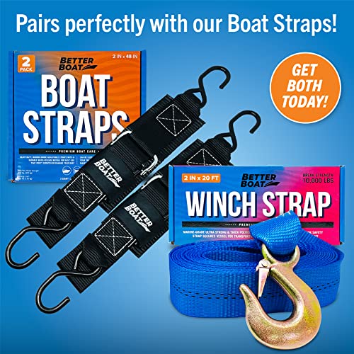 Boat Trailer Winch Strap With Hook Bow Boat Winch Strap Replacement For Hand Crank Trailer Heavy Duty Boat Hook Boat Winch Strap With Hook Towing Boat Trailer Straps & Other Trailers 10000Lbs 2" X 20' #TOP5