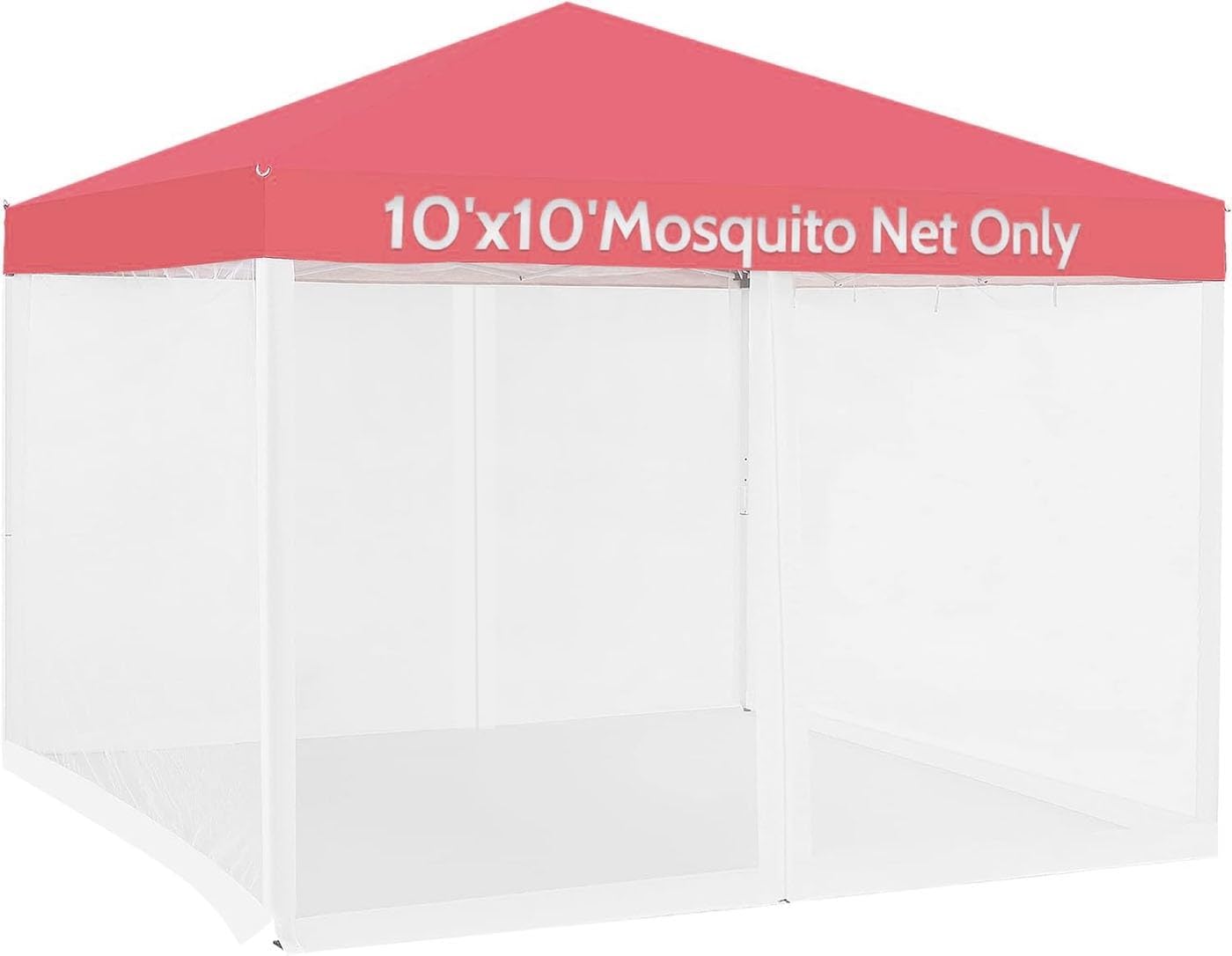 Mosquito Net for Outdoor Gazebo Canopy 4-Panel Canopy Screen Wall with Zipper for 10 x 10' Patio Gazebo and Tent (Only Mosquito Net No Frame) 10' x 10' with Double Door (White)