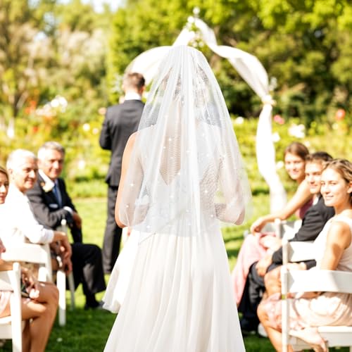 Image of Iridescent Bride to Be Sash & White Rhinestone Veil for Bachelorette Party