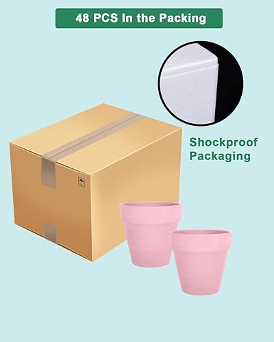 Miniatura 7 de vensovo 48 macetas pequeñas de terracota rosa melocotón  2 pulgadas pequeñas macetas de arcilla con agujeros de drenaje, macetas de terracota para