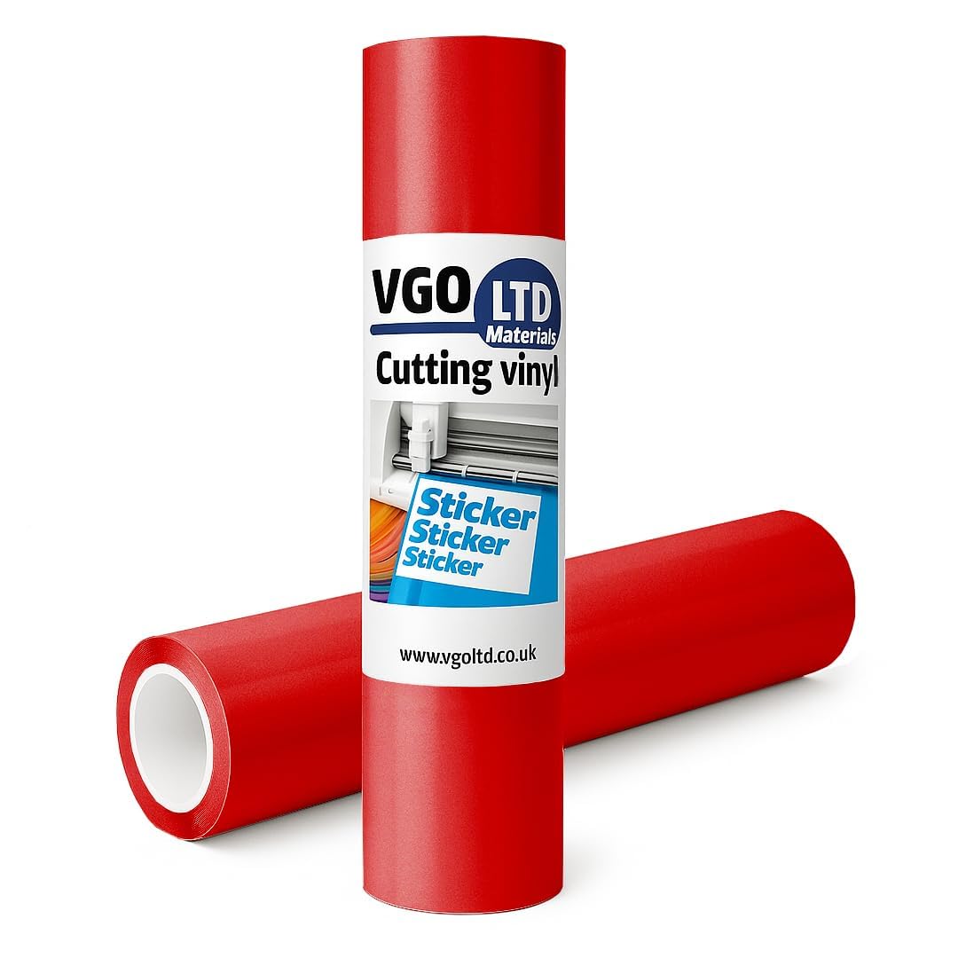 VGOLTD Permanent Adhesive Vinyl Roll –Glossy Self Adhesive Cutting Vinyl Easy Weed Vinyl for Decals Mugs Car Stickers & DIY Crafts Compatible with Cricut & Silhouette Machines (Red, 60 x 200 cm) — image 1