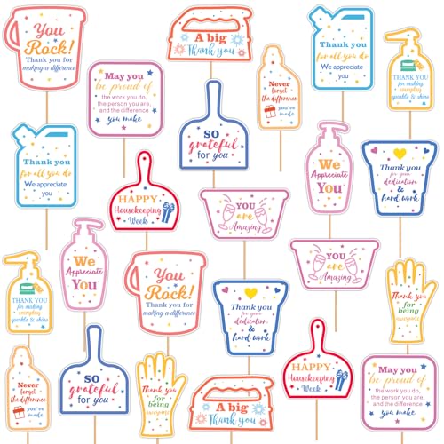 Colingmill 24 Pcs Housekeeping Week Decoration Photo Booth Props Housekeeping Week Ideas We Appreciate You Photography Thank You for Making Everyday Sparkle Shine Sign Party Supplies