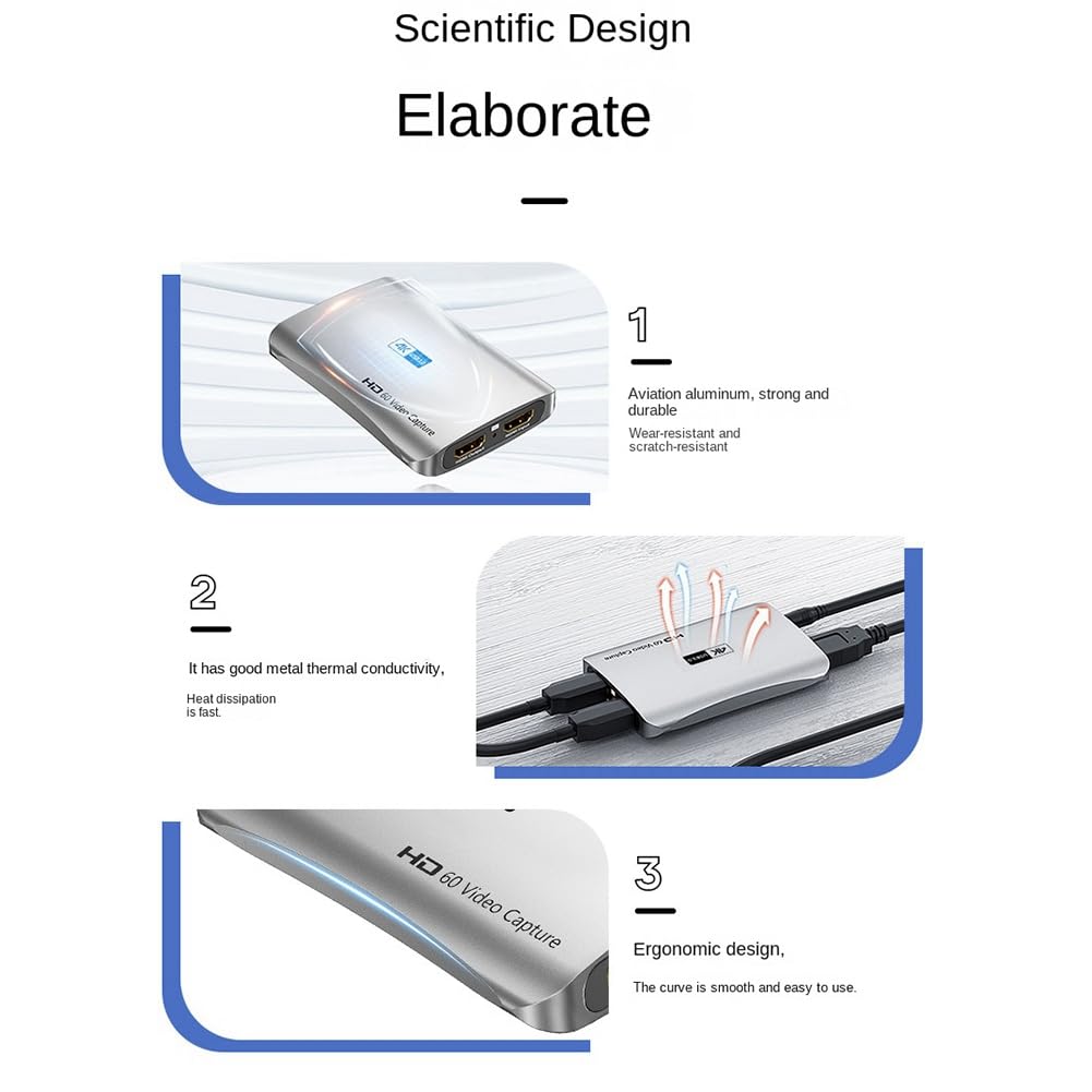 Tarjeta de Captura de Video 1080P 4K Compatible con USB 3.01080P 60FPS Tarjeta de Captura de Video HD Tarjeta de Captura de GrabacióN en