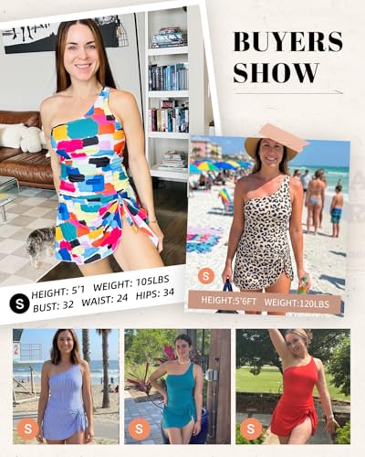 Image of Tempt Me Women One Piece Swim Dress One Shoulder Swimsuit | Tummy control, Skirted bottom, Adjustable shoulder straps, Removable bra