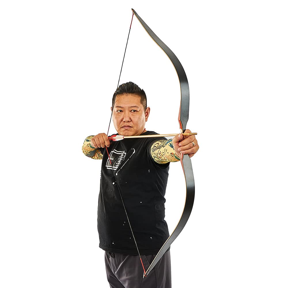 Arc Recourbé Mongol TOPARCHERY + 6 Flèches Bois + Carquois - Neuf