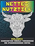  Nettes Nutztier - Malbuch - Einzigartige Mandala-Tierdesigns und stressabbauende Muster 🐰 🐎 🐷 🐮 🐴 🐑 🐔