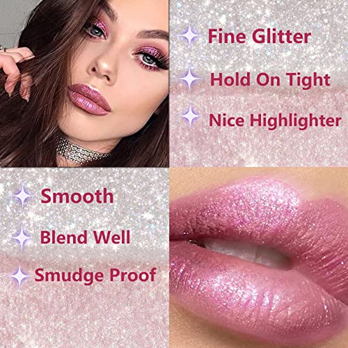 Rosarden Glitter Lip Gloss, Shimmer Lip Gloss, Diamond Shimmer Metallic Lip Gloss,Waterproof Lipstick, Glitter Liquid Lipsticks, Shiny Lip Gloss, Sparkly Glossy Metallic Shimmer, Glitter For Lips, Eyes, Cheeks ,Liquid Matte Lip Gloss, Shiny Lip Tint Plumping Glitter Gloss Nude Glitter Lip Gloss #TOP3