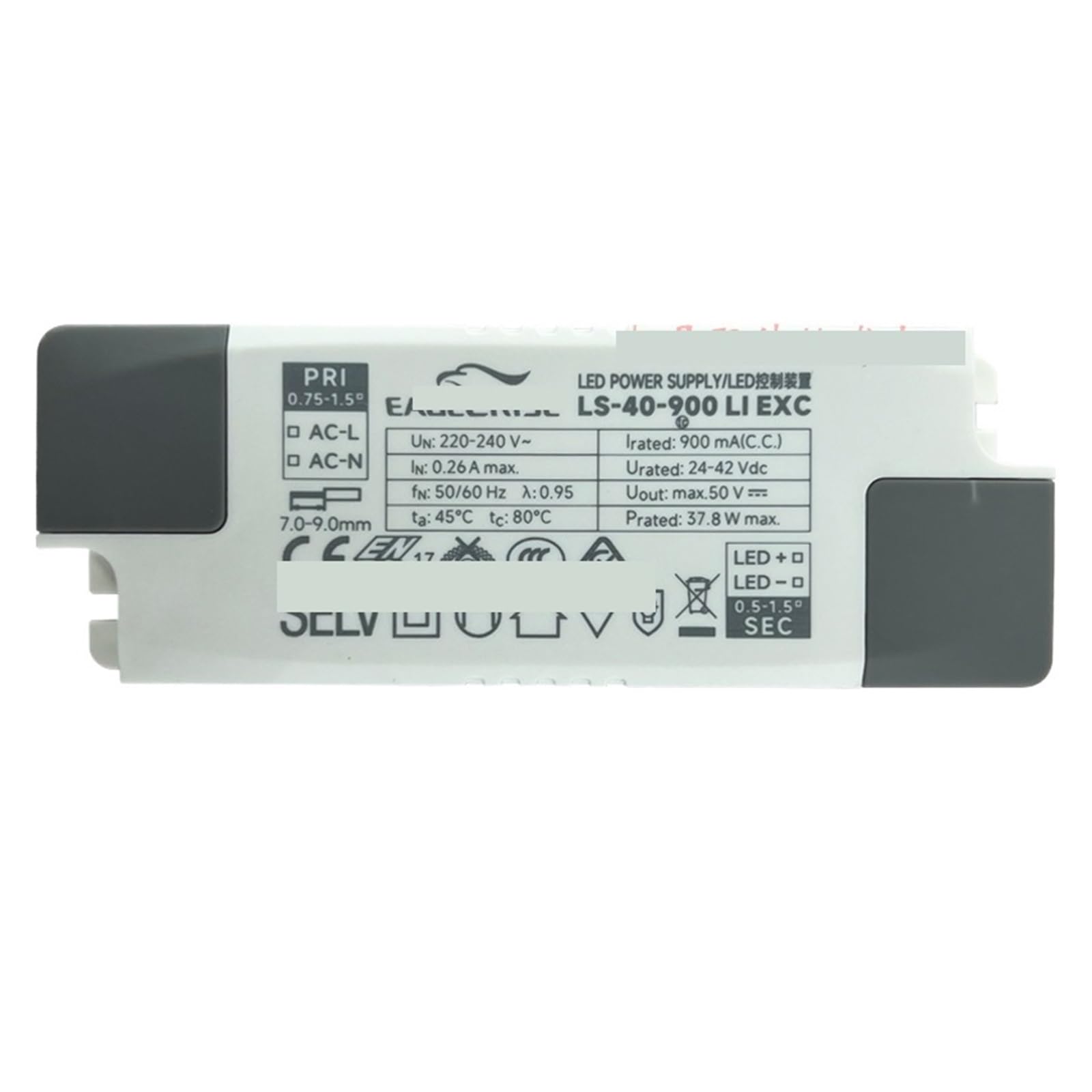 PWANUIGTE LED lamp Driving Power Supply Constant Current Isolation Switch Transformer 40W 950ma Ballast Voltage: 111V~240V(40W 900ma EXC)