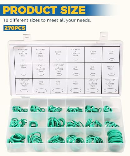 UBOG 270 Pieces Rubber O Ring Set, Air Conditioning & Plumbing Seals, Car Accessories & Repair Kit - Thumbnail 2