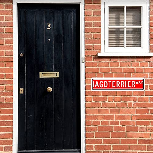 Personalized Street Sign Jagdterrier Street Sign Aluminum Vintage Farmhouse Metal Door Yard Plaque Home Decor For Indoor Outdoor, Shipped From Usa 4" X 16" #TOP1