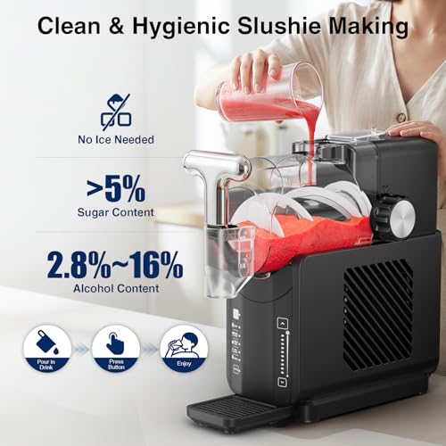Image of Slushie Machine, No Ice Needed, 85 oz Slushy Machine for Home, 5 Preset Programs & Auto-Clean Mode, Fast Chill Technolog, Frozen Drink Maker (Dark Grey)