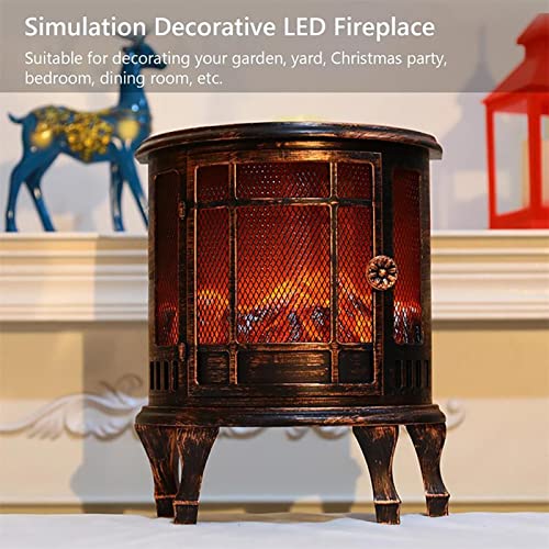 Ireplace Charcoal Fire Lamp Heater Freestanding Electric Stove Fan Heater With Log Wood Burner Realistic Led Flame Effect Home Holiday Christmas Decor Bronze Style #TOP4