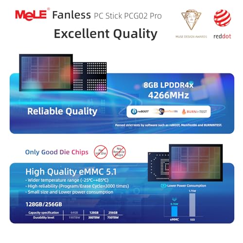 Image of MeLE PCG02 Pro PC Stick Fanless, N100 8GB 256GB, Dual HDMI, Wi-Fi 5 | MeLE PCG02 Pro PC Stick Fanless, N100 8GB 256GB, Dual HDMI, Wi-Fi 5