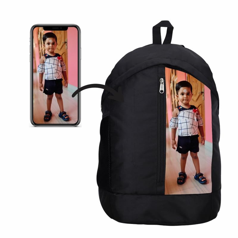 MY FAV 30 Liter Customized Backpack, Printed Bag for Corporate, School, College, Ideal for Personalized Gift, Digitally Customised Laptop Bag with Photo, Photo Wala Bag for Kids and Adult Black
